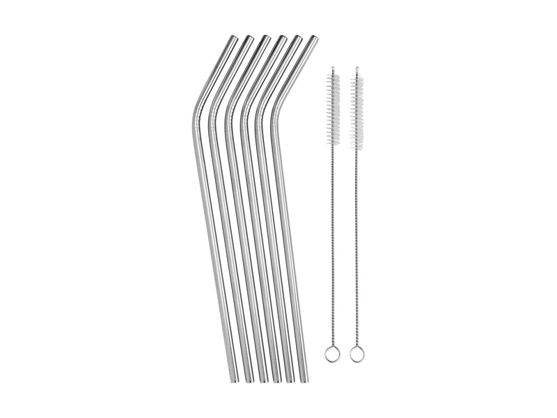 Maxwell & Williams Cocktail & Co. Reusable 6 Straws With 2 Brushes - Stainless Steel