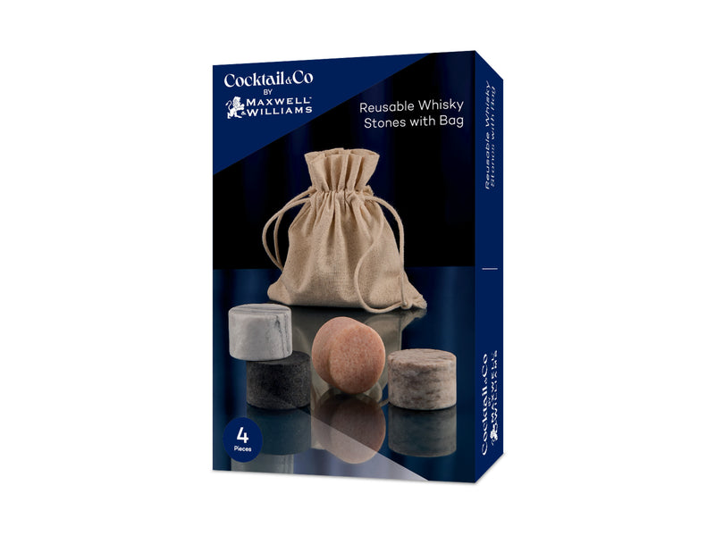 Maxwell & Williams Cocktail & Co Reusable Whisky Stones With Bag - Set of 4