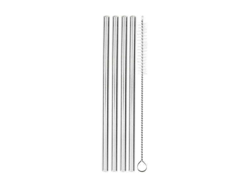 Maxwell & Williams Cocktail & Co Reusable 4pc Cocktail Straws With Brush Set - Stainless Steel