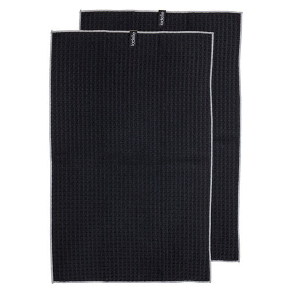 Ladelle Mega Waffle Microfibre 2pk Kitchen Towel Set - Black