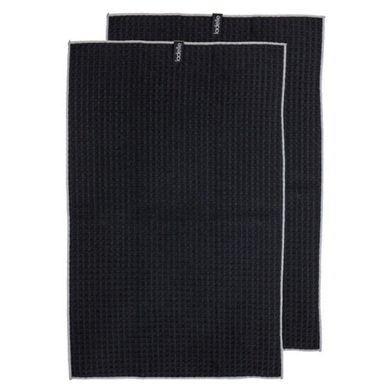 Ladelle Mega Waffle Microfibre 2pk Kitchen Towel Set - Black