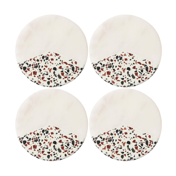 Maxwell & Williams Livvi Terrazzo Marble 4pc Coaster Set - 10cm