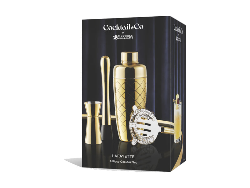 Maxwell & Williams Cocktail & Co. Lafayette Cocktail Bar Tool Set - Gold - 4pc
