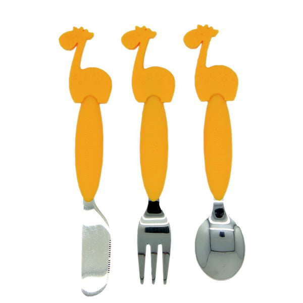 Marcus & Marcus Silicone 3pc Cutlery Set - Lola The Giraffe - Yellow