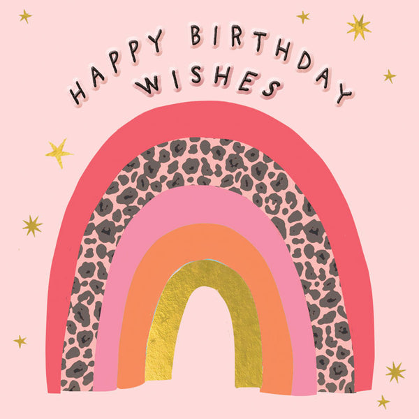 Happy Birthday Wishes  - Rainbow - Card 15.5x15.5cm