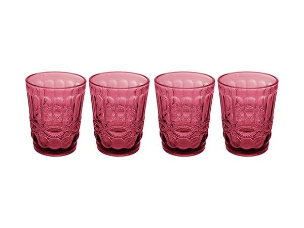 Casa Domani Gabriella Double Old Fashion Glasses - Set of 4 - Pink