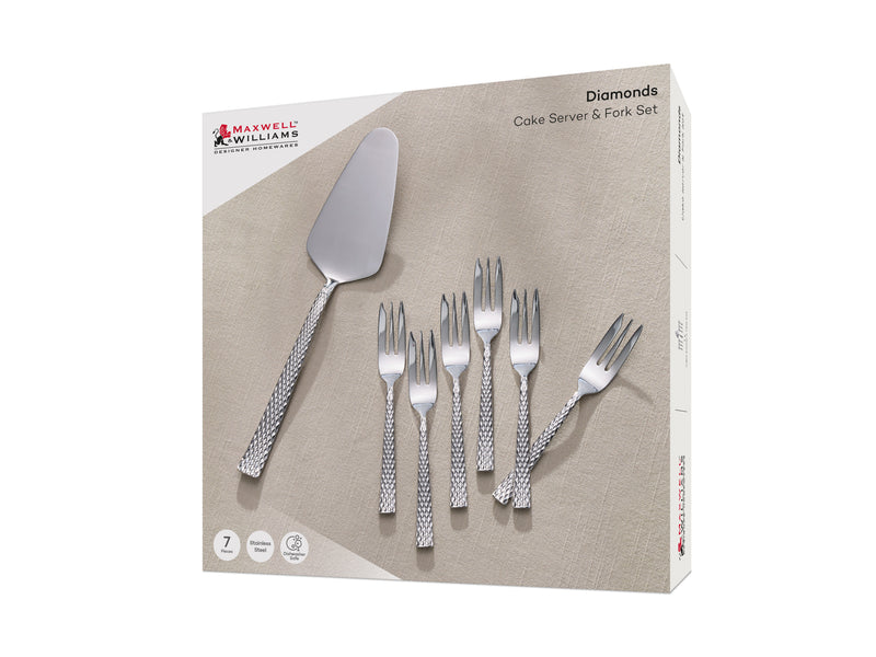 Maxwell & Williams Diamonds Cake Server & Fork Set - 7pc