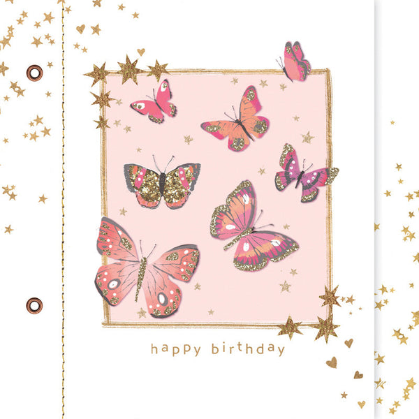 Happy Birthday - Butterflies - Card 15.5x15.5cm