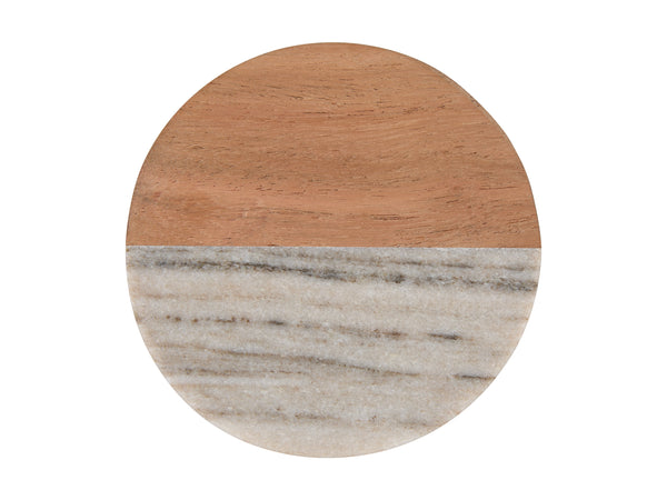 Maxwell & Williams Coaster Collective Round Marble & Acacia Coaster 10cm - Beige