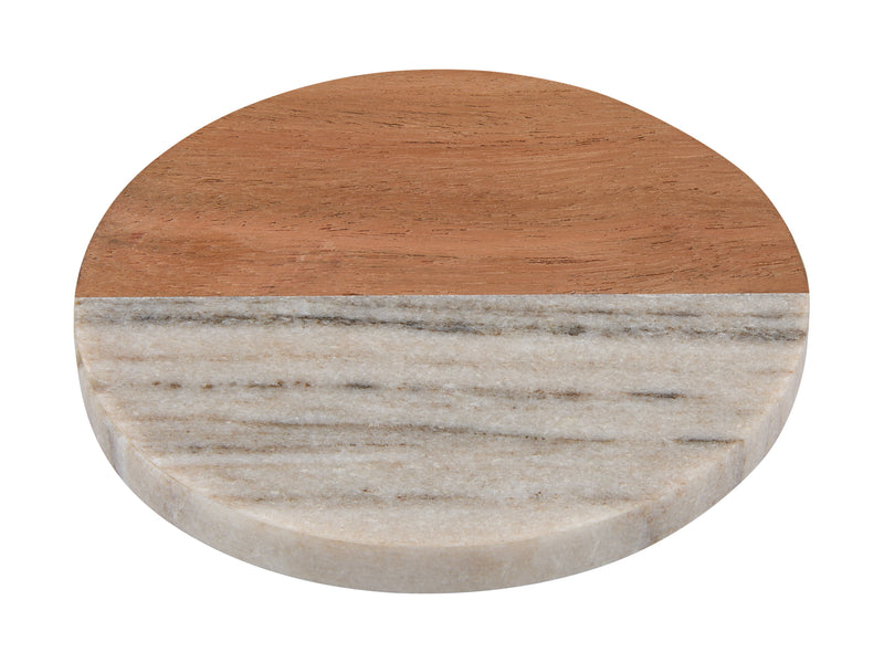 Maxwell & Williams Coaster Collective Round Marble & Acacia Coaster 10cm - Beige