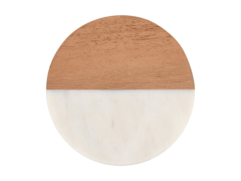 Maxwell & Williams Coaster Collective Round Marble & Acacia Coaster 10cm - White