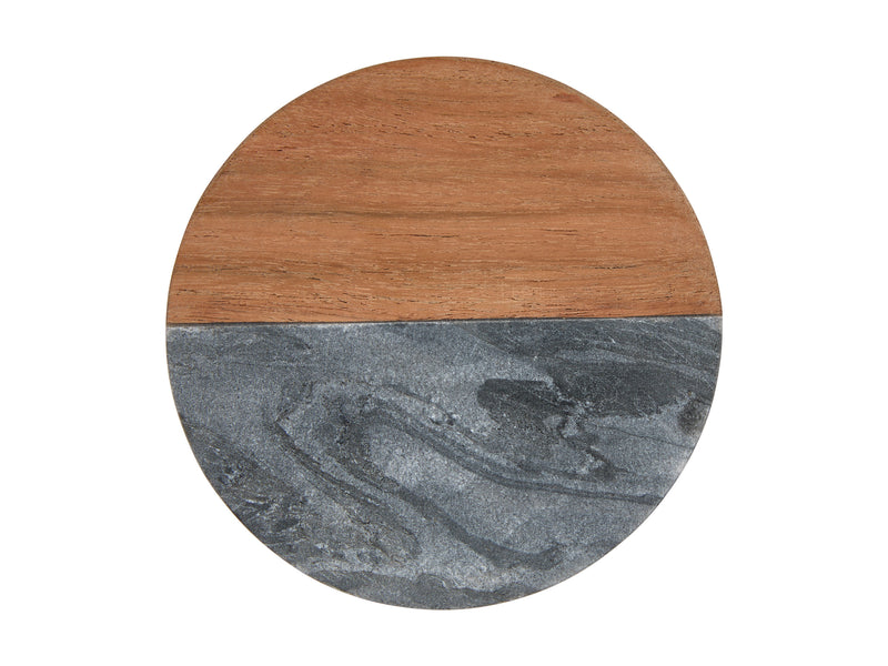 Maxwell & Williams Coaster Collective Round Marble & Acacia Coaster 10cm - Charcoal