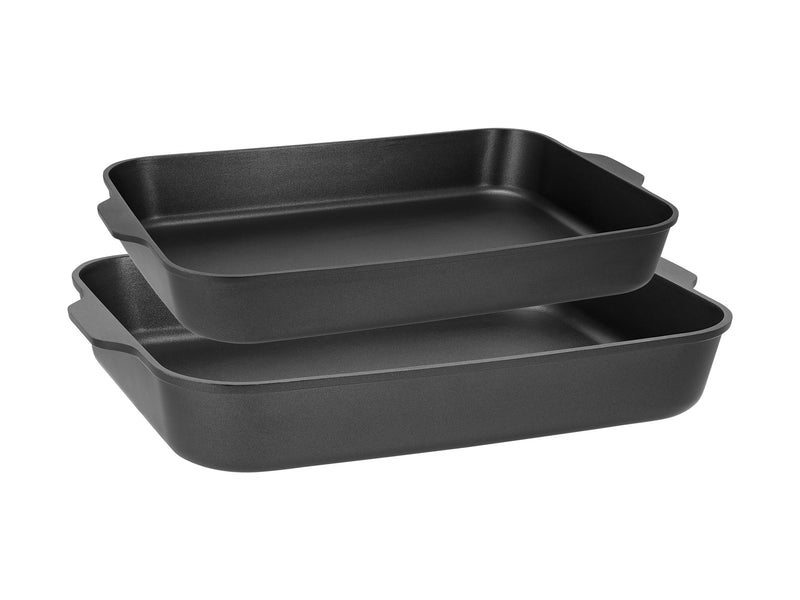 Maxwell & Williams Cast Lite Non-Stick Roaster Set of 2 Black Gift Boxed - 34/38cm