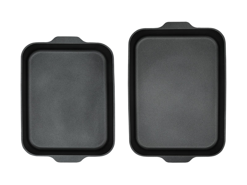 Maxwell & Williams Cast Lite Non-Stick Roaster Set of 2 Black Gift Boxed - 34/38cm