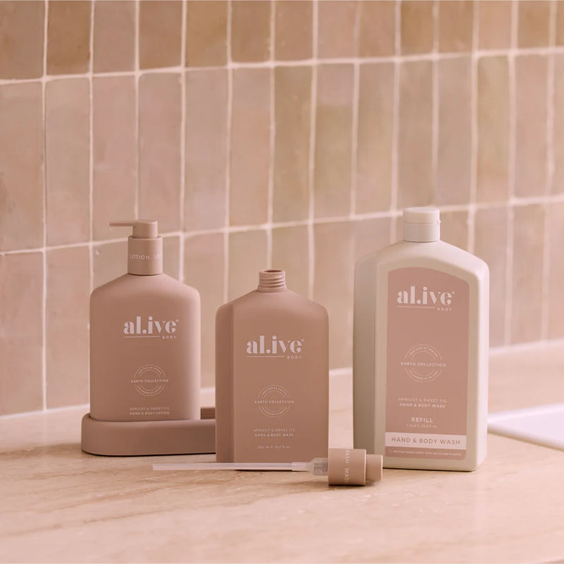 al.ive Hand & Body Wash Refill 1L - Apricot & Sweet Fig (Made in Australia)