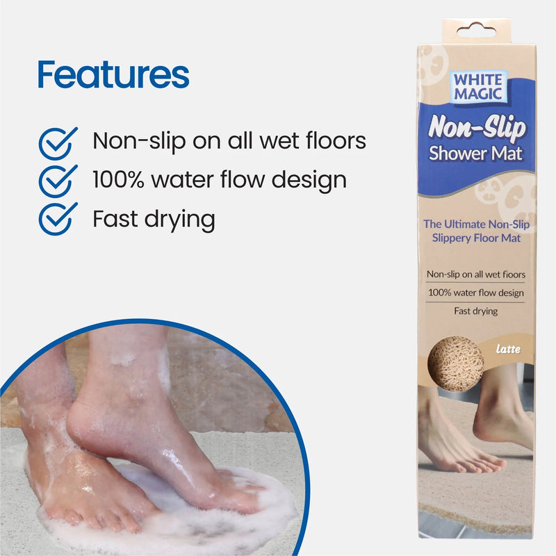 White Magic Non-Slip Shower Mat 60x40cm - Cream