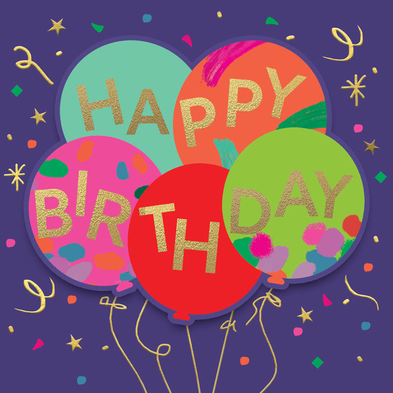 Happy Birthday - Balloons - Card 15.5x15.5cm