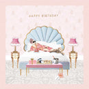 Happy Birthday - Woman With Dog - Card 15.5x15.5cm