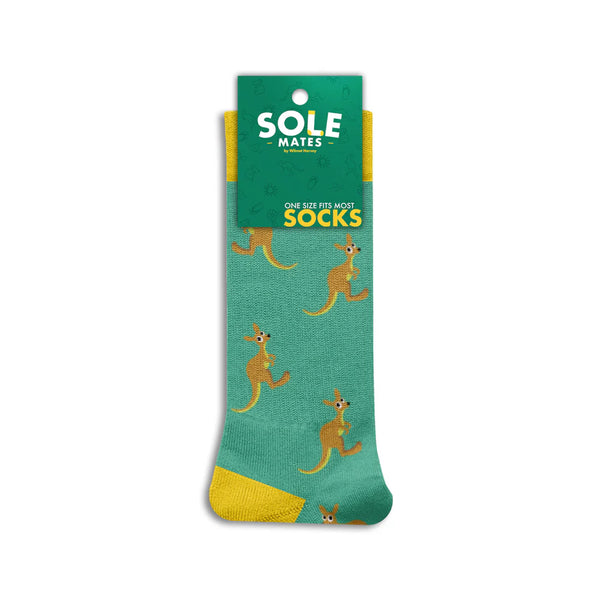Kangaroo Sole Mates Socks - Green/Gold