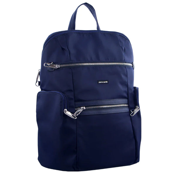 Pierre Cardin Nylon Anti - Theft Backpack Navy - 29.5x17x37cm