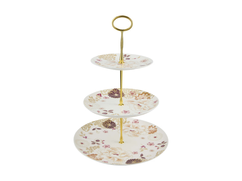 Maxwell & Williams Kimono 3 Tiered Cake Stand White Gift Boxed - 16/20/27.5x37cm