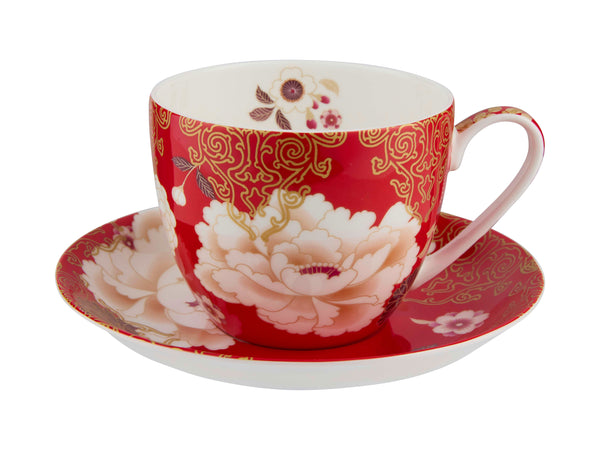 Maxwell & Williams Kimono Breakfast Cup & Saucer 480ml Gift Boxed - Red