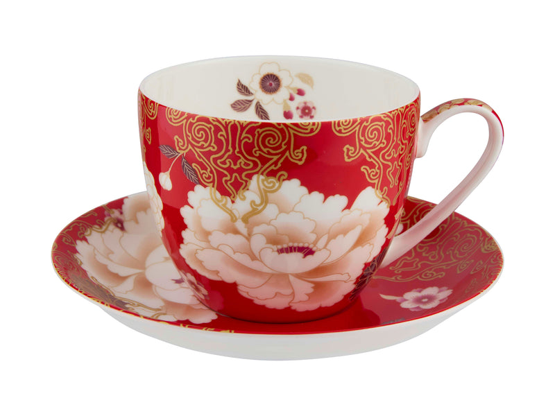 Maxwell & Williams Kimono Breakfast Cup & Saucer 480ml Gift Boxed - Red