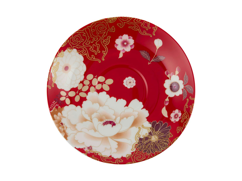 Maxwell & Williams Kimono Breakfast Cup & Saucer 480ml Gift Boxed - Red