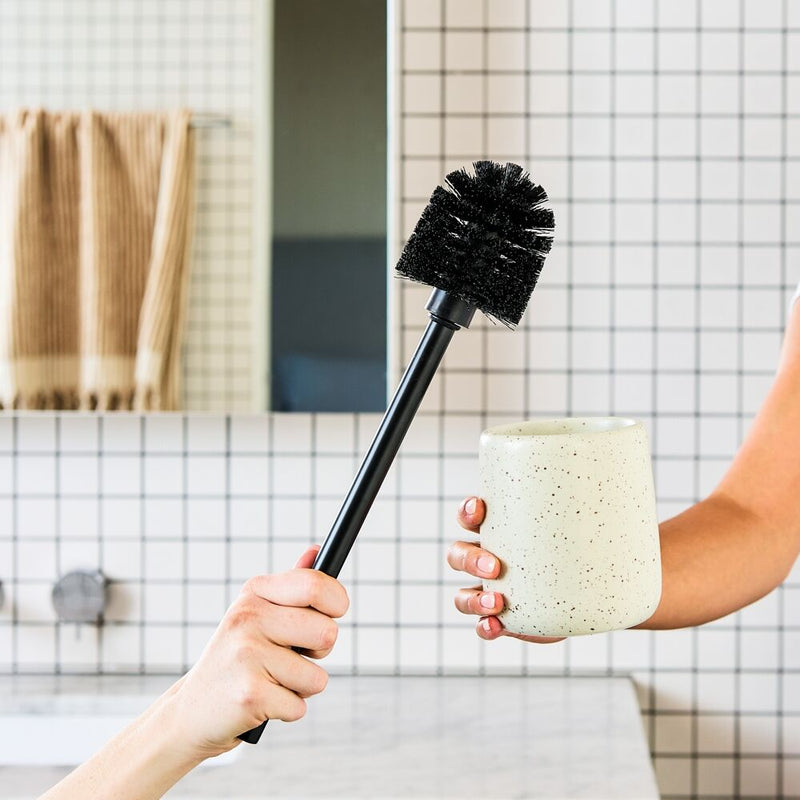 Porto Reactive Glaze Stoneware Perry Bathroom Toilet Brush Holder Oat