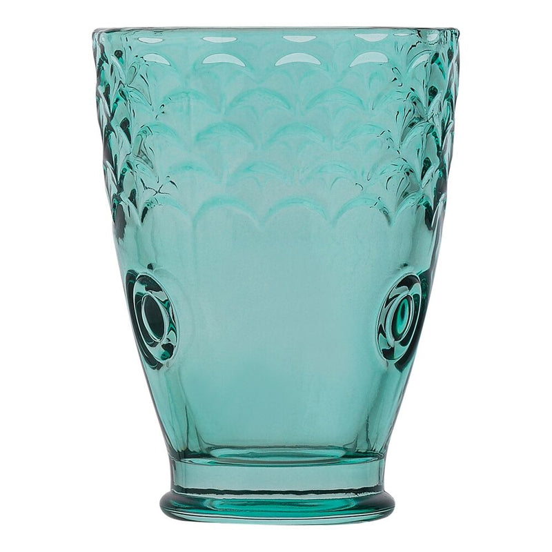 Porto 4pc Mare Fish-Shaped Soda Lime Glass Tumblers Cups 210ml - Green