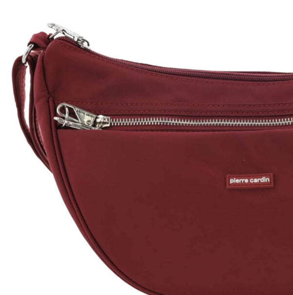 Pierre Cardin Nylon Anti-Theft RFID Cross Body Bag - Wine