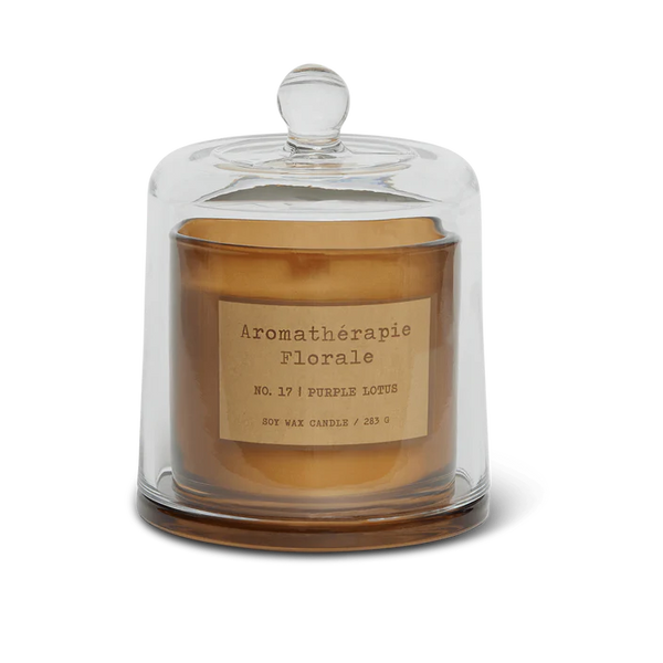 Le Desire Aromatherapie Florale Soy Candle With Glass Dome Lid & Timber Wick - Purple Lotus - 283gr