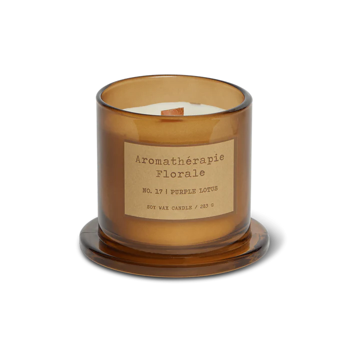 Le Desire Aromatherapie Florale Soy Candle With Glass Dome Lid & Timber Wick - Purple Lotus - 283gr