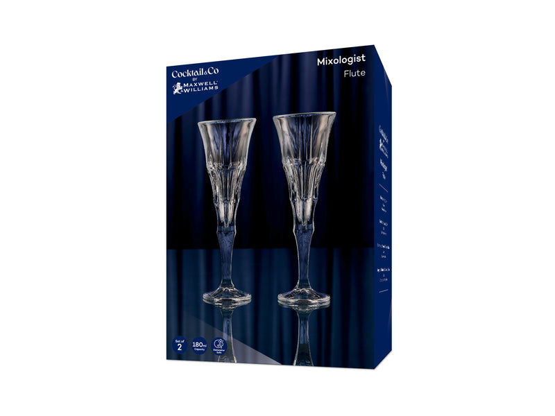 Maxwell & Williams Cocktail & Co Mixologist Champagne Flute 180ML Set of 2 - Linear