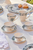 Casa Domani  Rosetta Demi Cup & Saucer Set of 2 Antique Blue Gift Boxed - 90ml