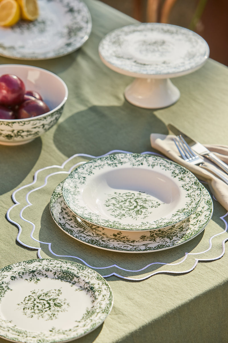Casa Domani Rosetta Coupe Dinner Set Antique Green Gift Boxed - 12pc