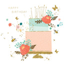 Happy Birthday - Cake and Candles - Card 15.5x15.5cm