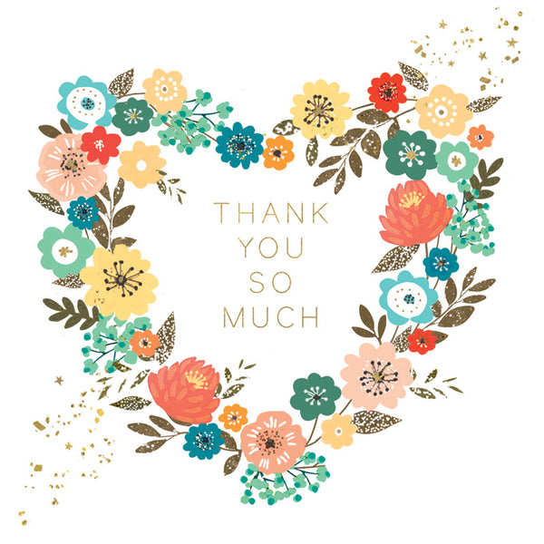 Thank You So Much - Flower Heart - Card 15.5x15.5cm