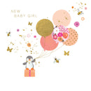 New Baby Girl - Penguin With Balloons - Card 15.5x15.5cm