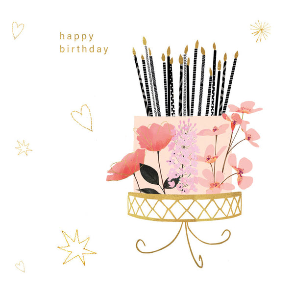 Happy Birthday - Cake With Candles - Notecard - 10x10cm