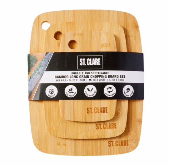 St. Clare Bamboo Long Grain Chopping Board - Set of 3