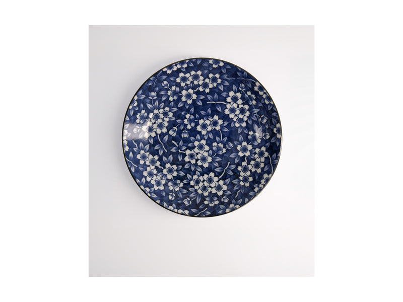 Tokyo Design Tokyo Blue Sakura Round Plate Blue - 25cm