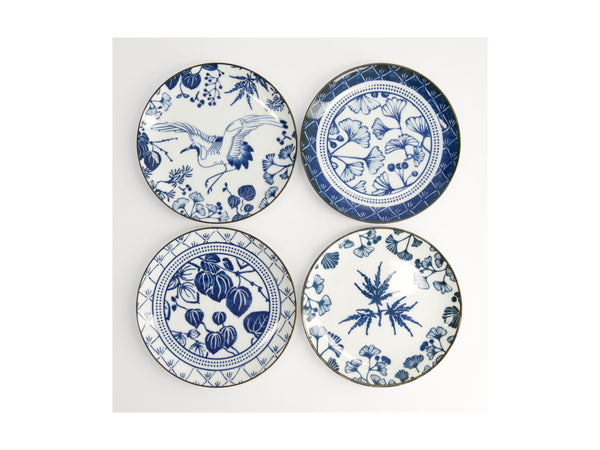 Tokyo Design Studio Flora Japonica Plate 4pc Giftset - 16cm Mixed - Gift Boxed - Made In Japan
