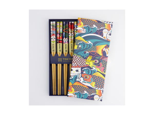 Tokyo Design Chopstick Gift set 5pc Lucky & Koinobori- Gift Boxed