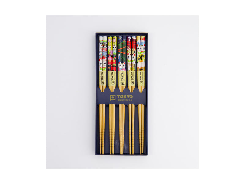 Tokyo Design Chopstick Gift set 5pc Lucky & Koinobori- Gift Boxed