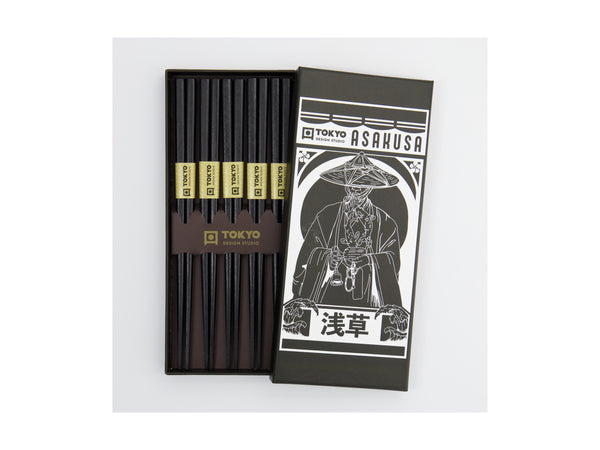 Tokyo Design Chopstick Gift set 5pc Square Black - Gift Boxed