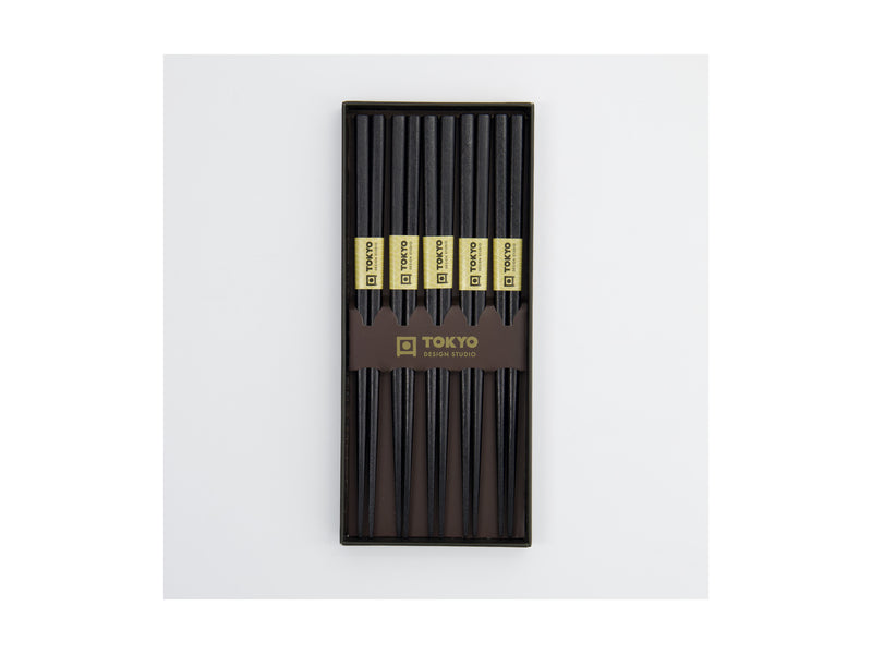 Tokyo Design Chopstick Gift set 5pc Square Black - Gift Boxed