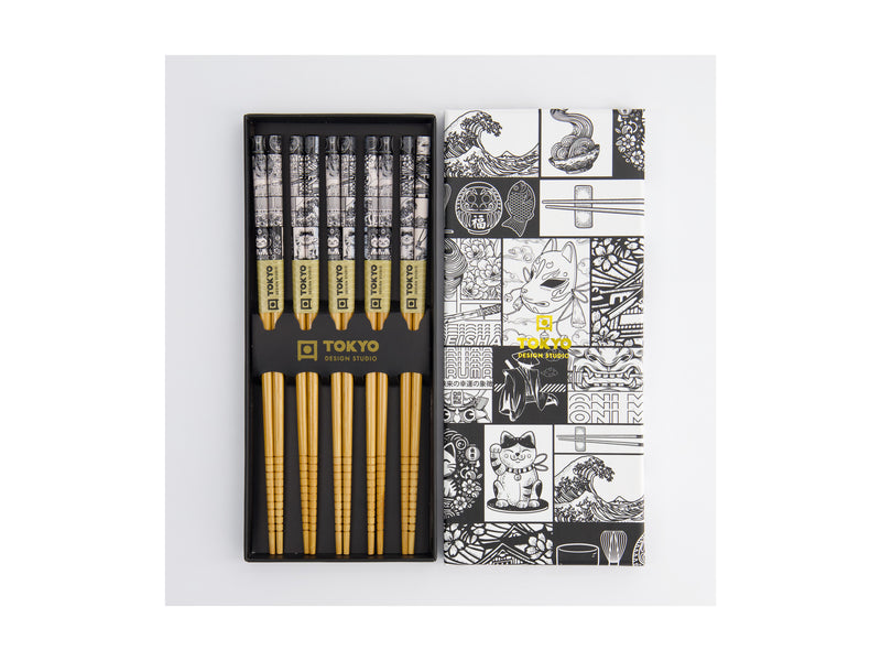Tokyo Design Chopstick Gift set 5pc Tokyo Fan - Gift Boxed