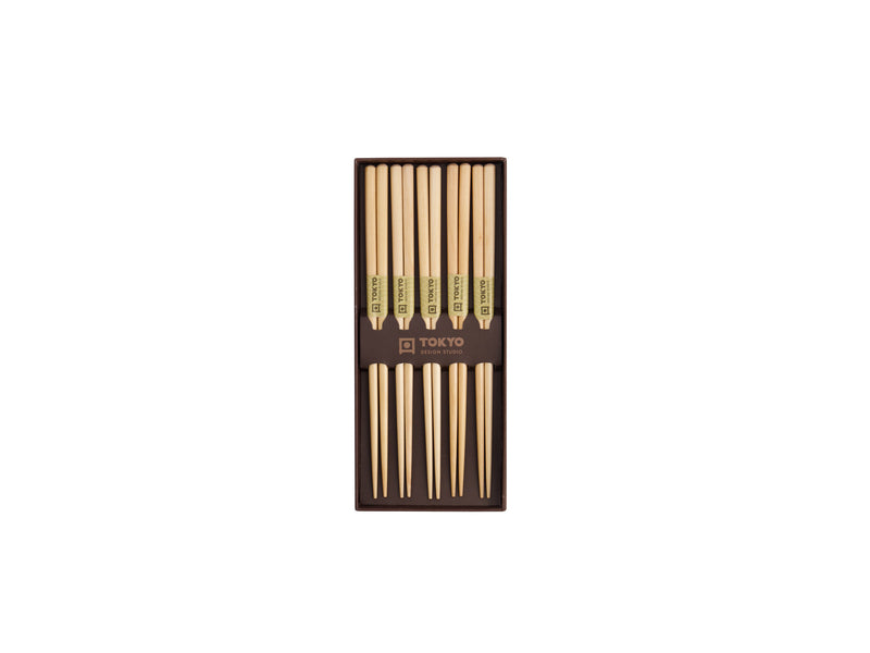 Tokyo Design Chopstick Gift set 5pc Wooden Brown- Gift Boxed