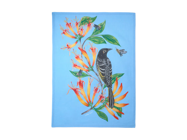 Maxwell & Williams Eloise Short Lyric Tea Towel 50x70cm - Regent Honeyeater